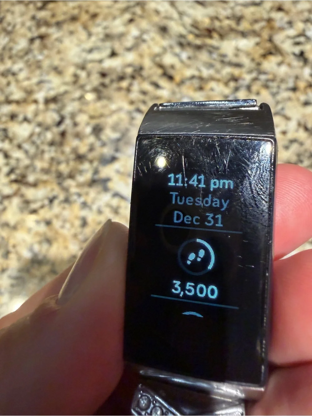 Fitbit Fitness Tracker with Small Silver Rhinestone Link Band + Charger